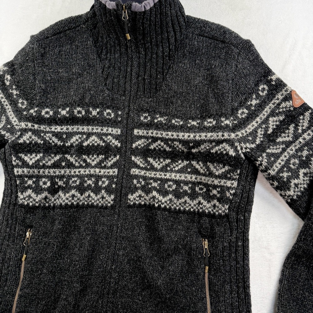 Sherpa Adventure Gear Wool Full Zip Sweater Mens L Fleece Lined Nepal Fair Isle - Picture 2 of 9